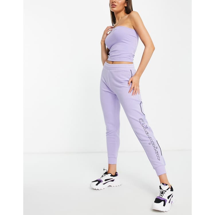 Champion joggers with large logo in purple ASOS
