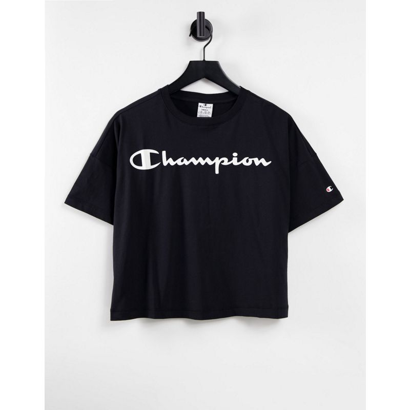 Champion – Kastenförmiges Oberteil mit kurzem Schnitt in Schwarz