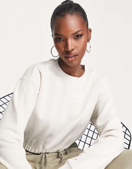 Champion – Kurzes Sweatshirt in Creme