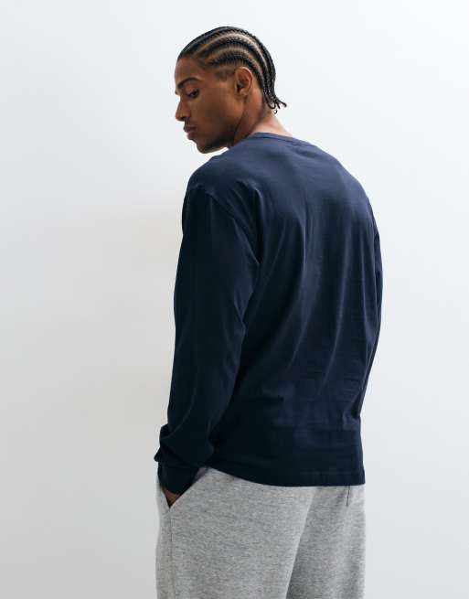 Champion Langarm-T-Shirt mit Rundhalsausschnitt in Marineblau, 5 von 5