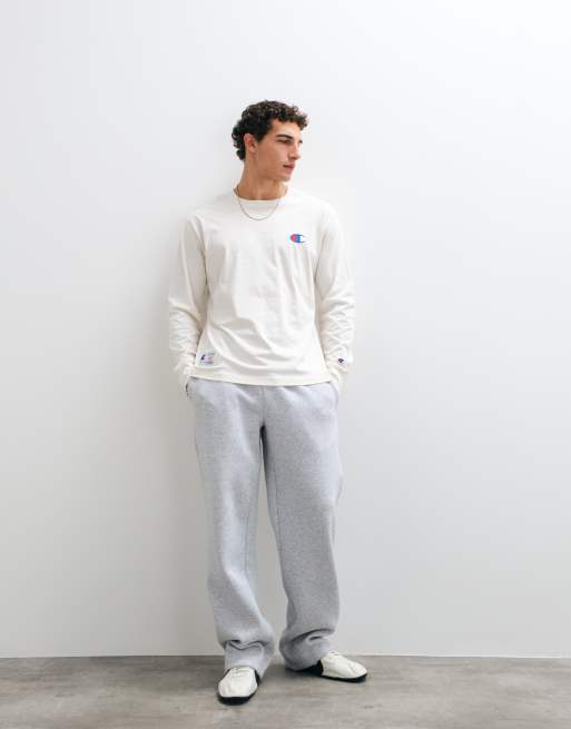 Champion langärmliges T-Shirt mit Rundhalsausschnitt in Wollweiß, 3 von 5