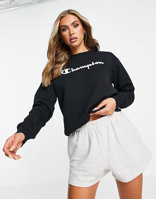 Hoodies & Sweatshirts Champion large logo boxy crop sweatshirt in black 