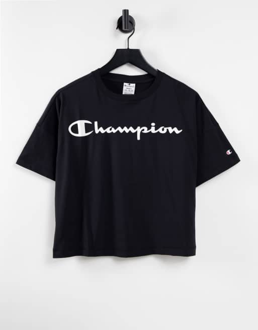 Black champion crop top best sale