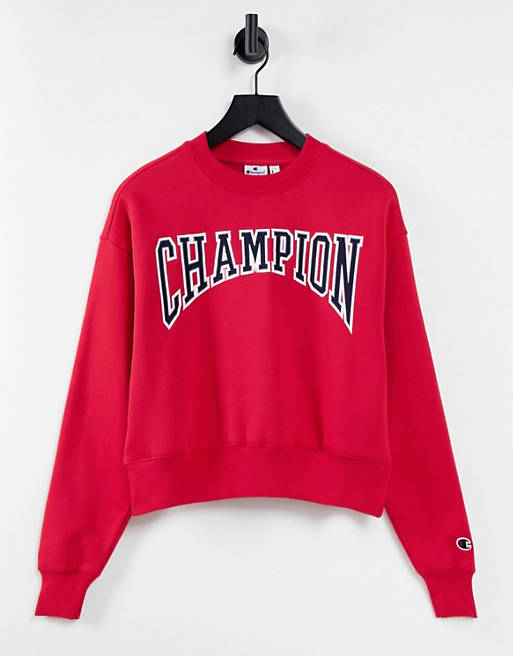 Champion large logo boxy sweatshirt in red