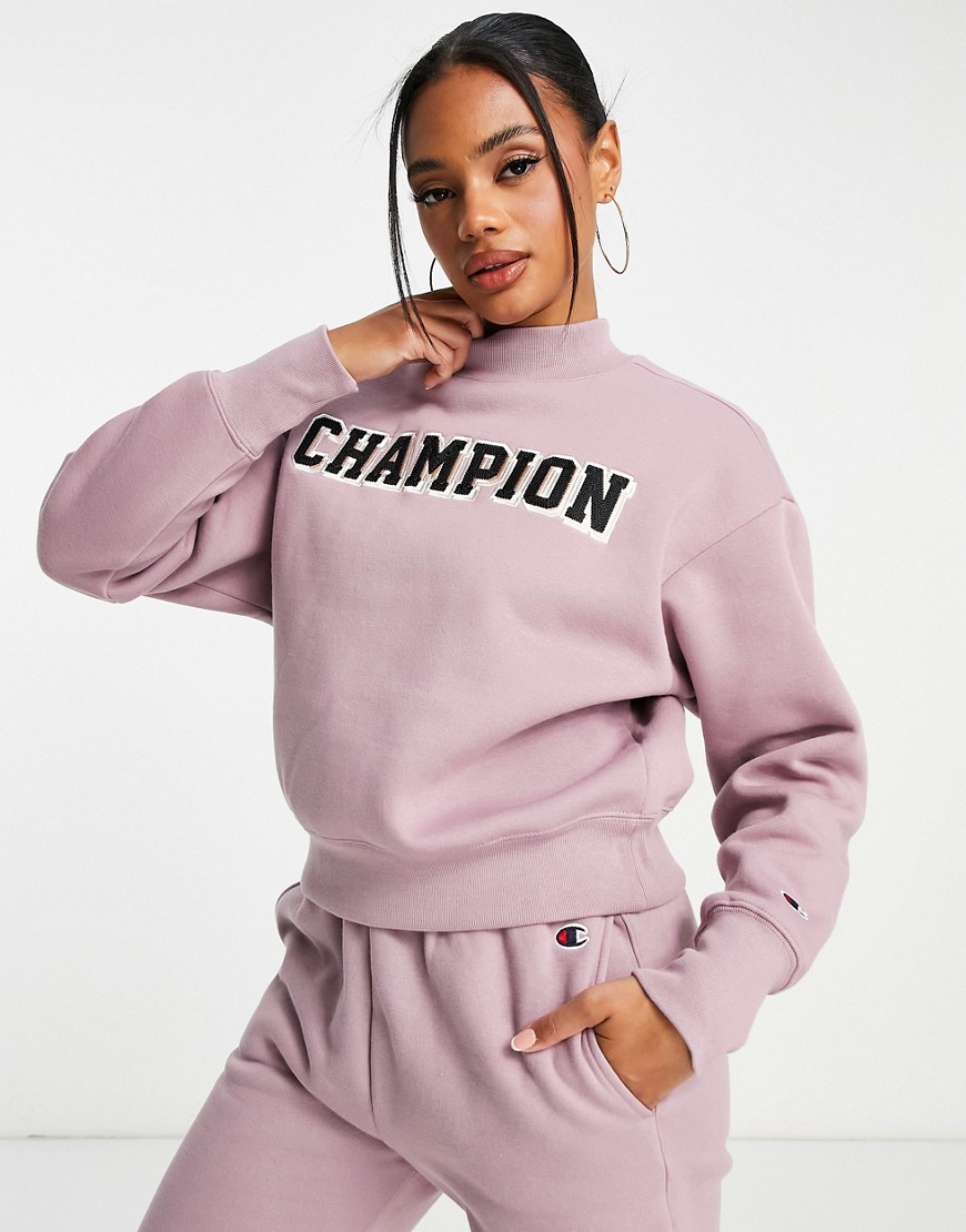 Champion large logo cropped sweatshirt in purple
