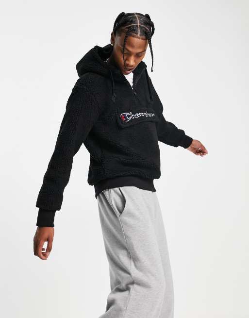 Champion large logo half zip fleece in black