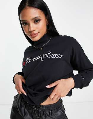 Champion large logo high neck sweatshirt in black