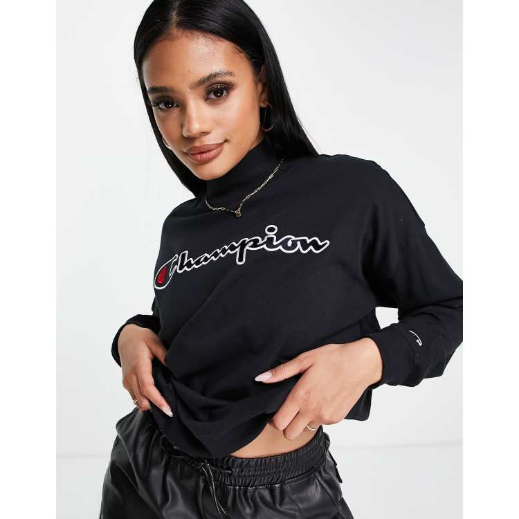 Champion large logo high neck sweatshirt in black