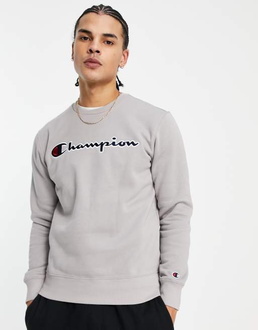 Champion sweater grey 2024 crew neck and shoulder