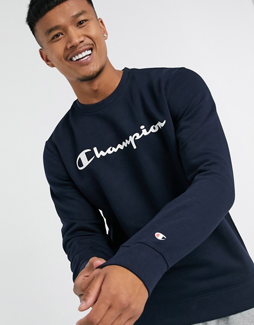 Champion large logo sweatshirt in navy