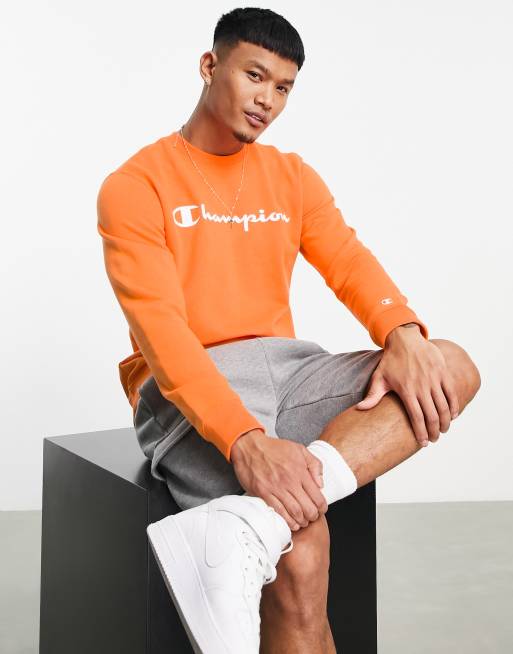 Orange cheap champion crewneck