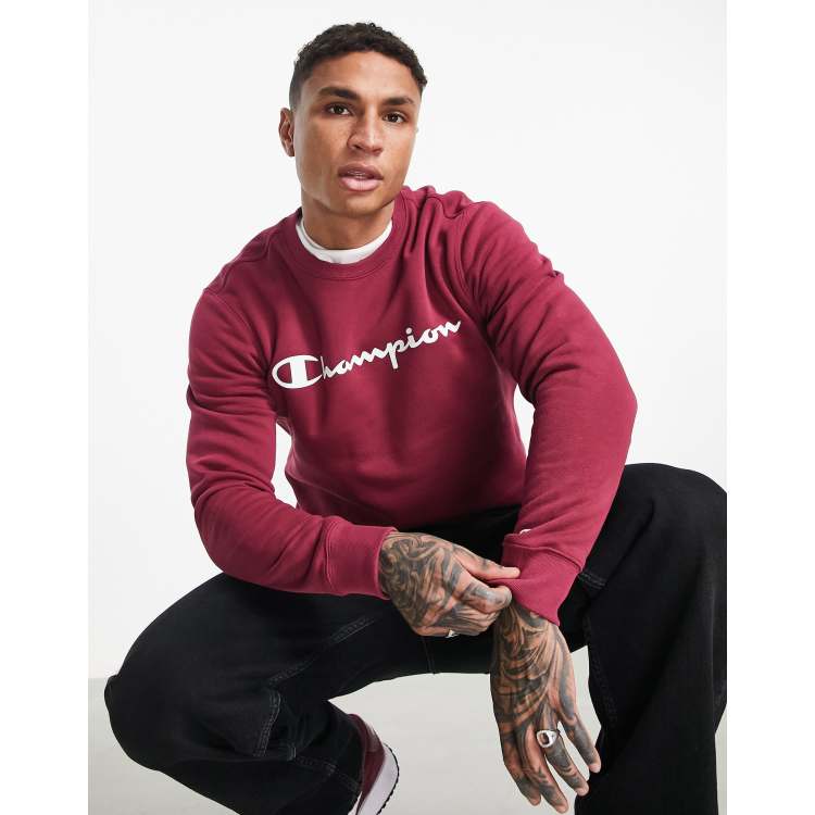 Champion red crewneck store sweatshirt