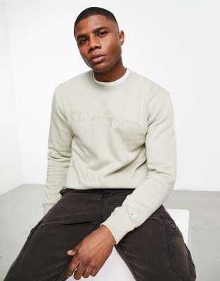 Champion large logo sweatshirt in tan