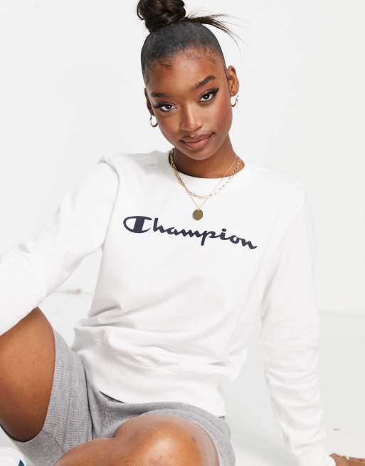 Champion large logo sweatshirt in white ASOS