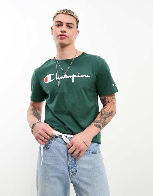 Champion large logo in green | ASOS t-shirt