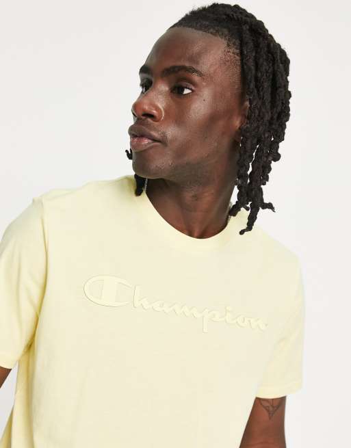 Champion large logo t-shirt in yellow | ASOS