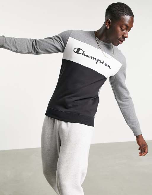 Champion black discount colour block sweatshirt