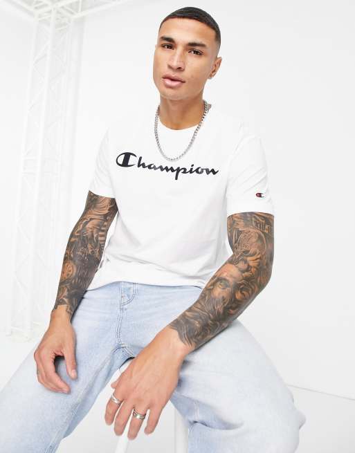 Champion script t store shirt white