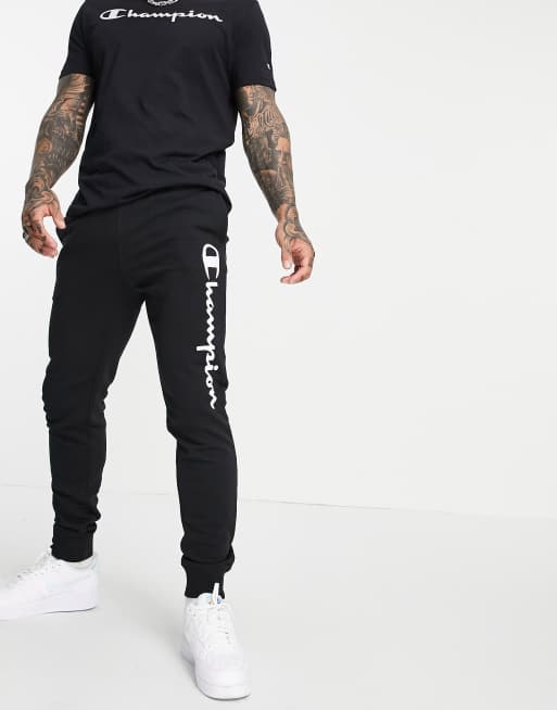 Champion script store black joggers