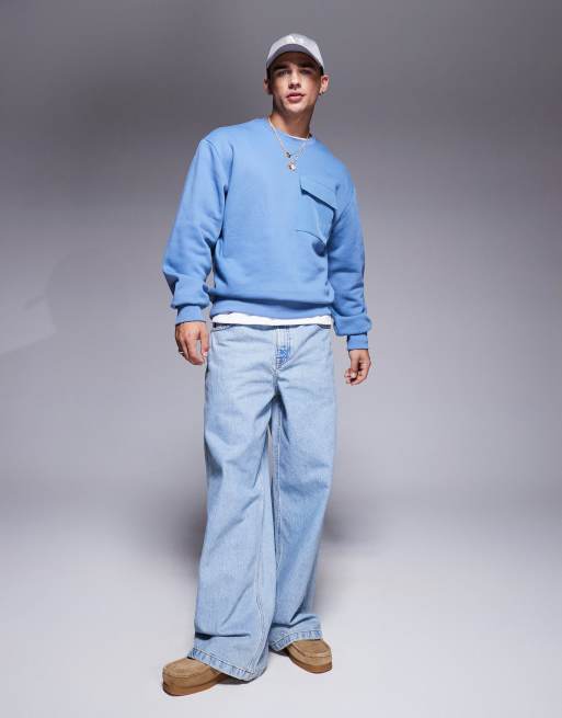 Champion - Legacy - Blå sweatshirt med lomme og rund hals, 2 af 4