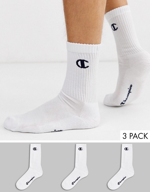 Champion Legacy crew socks 3 pack in white