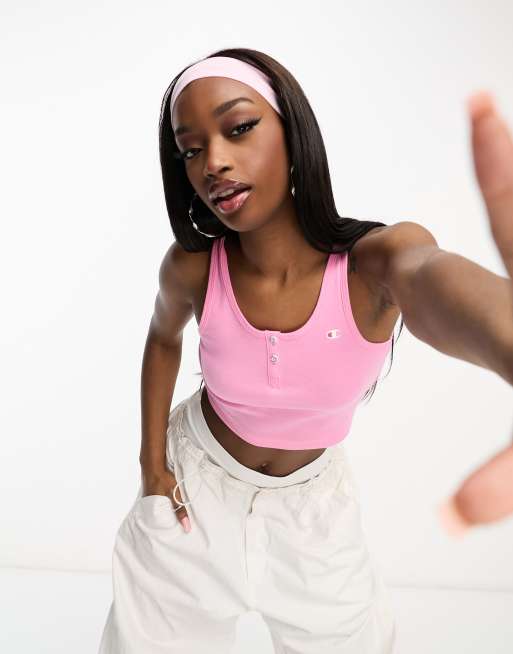 Champion Legacy crop top with buttons in pink