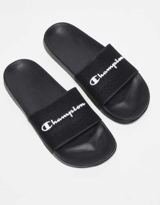 Champion Legacy Daytona unisex sliders in black | ASOS