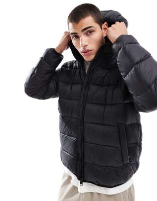 Champion Champion Legacy hooded puffer jacket in black
