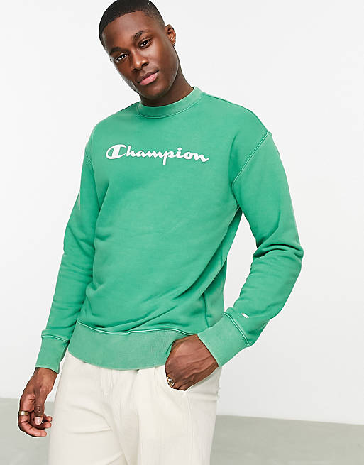 Champion Legacy old school sweatshirt in washed green | ASOS
