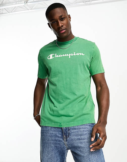 washed | green Champion old Legacy school in ASOS t-shirt