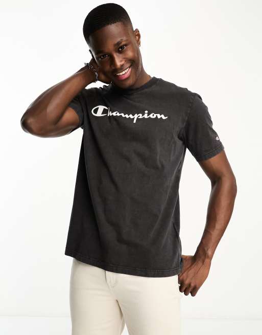 Champion - Legacy Old School - T-shirt in zwart met wassing