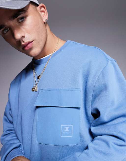 Champion blue crew neck sweatshirt outlet