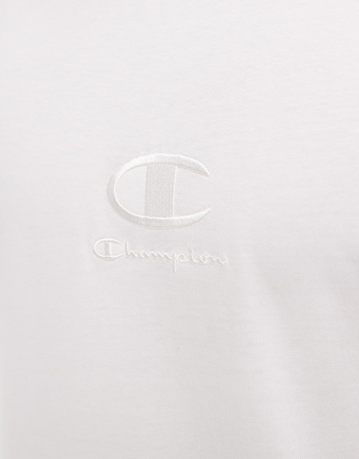 Champion - Legacy - Råhvid T-shirt med lille centreret logo, 3 af 4