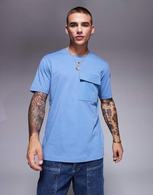 Champion - Legacy - T-shirt met ronde hals en borstzak in blauw