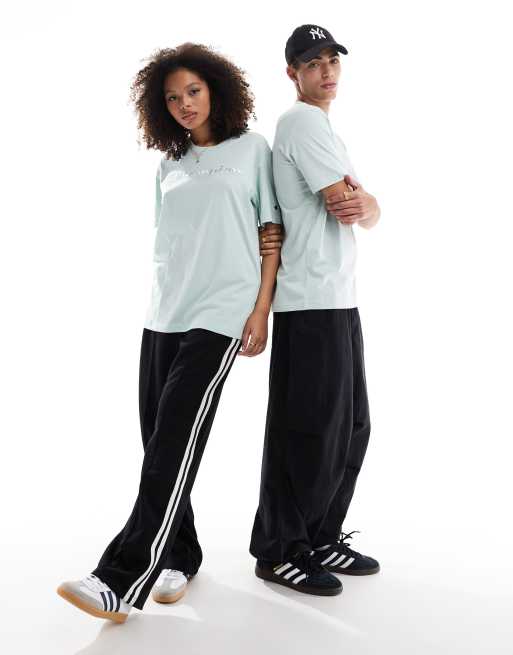 Champion - Legacy - T-shirt unisexe avec logo ton sur ton au centre - Bleu clair, 3 de 4