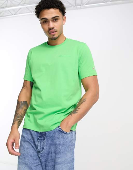 Champion Legacy t shirt with small logo in green ASOS