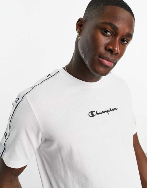 Champion Legacy t shirt with tape detail in white ASOS