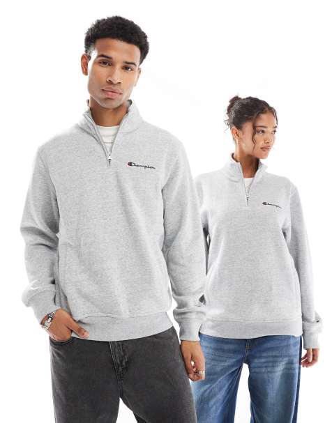Champion - Legacy - Unisex - Grå sweatshirt med halv lynlås - view 1