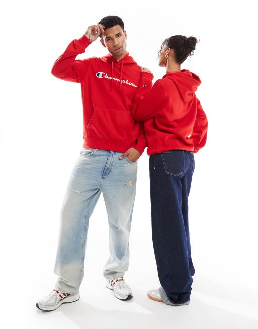 Champion – Legacy – Unisex-Kapuzenpullover in Rot mit mittigem Logo, 4 von 4