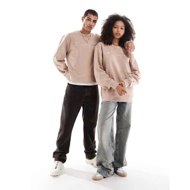 Champion Legacy unisex tonal centre logo sweatshirt in brown ASOS