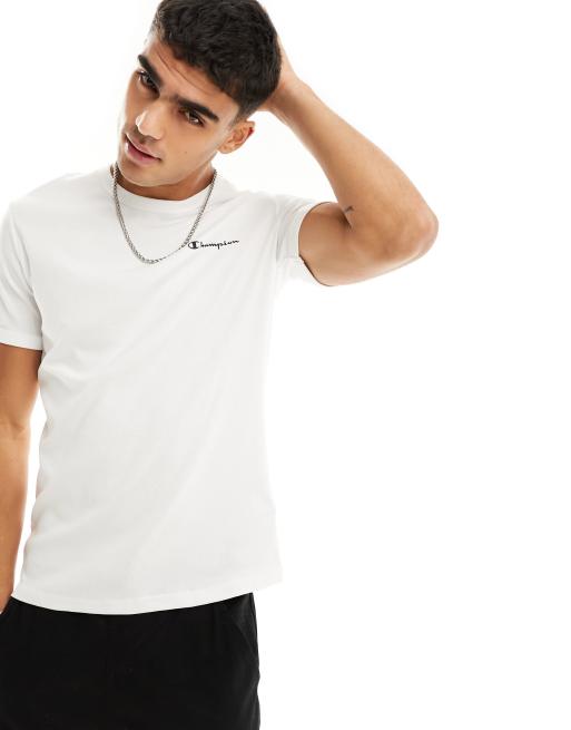 Champion – Legacy – Vit ribbad t-shirt
