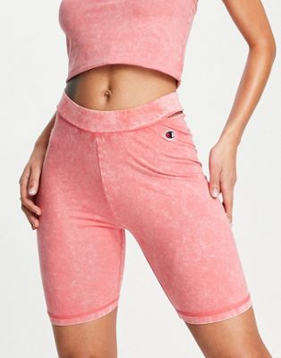 Champion legging shorts with small logo in washed pink