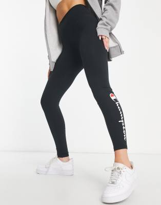 Champion Pants  Logo Leggings Black - Womens ⋆ Drzubedatumbi