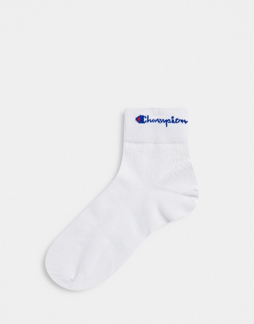 Champion logo ankle socks in white