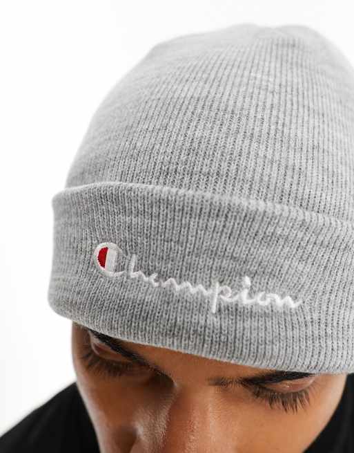 Champion logo beanie in grey ASOS 