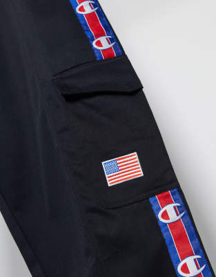 champion logo tape cargo joggers