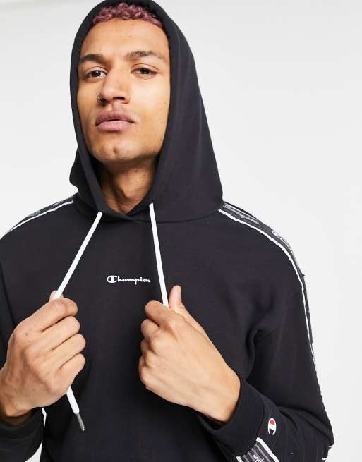 Champion logo taped hoodie in black