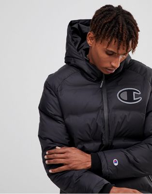Champion Long Puffer Jacket With Logo 