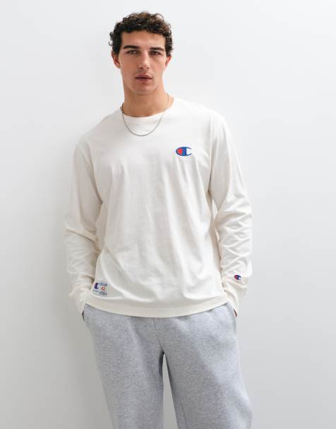 Champion long sleeve crewneck t-shirt in off white - view 1