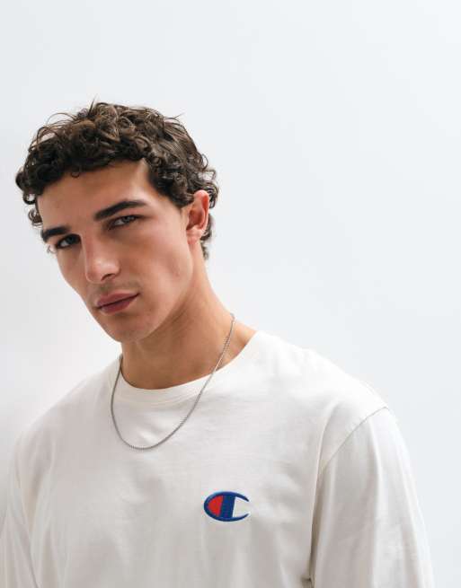 Champion long sleeve crewneck t-shirt in off white, 2 of 5